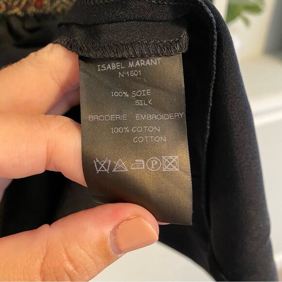 NWT Isabel Marant Black Silk Floral Embroidered Blouse 1 Small - Picture 9 of 16